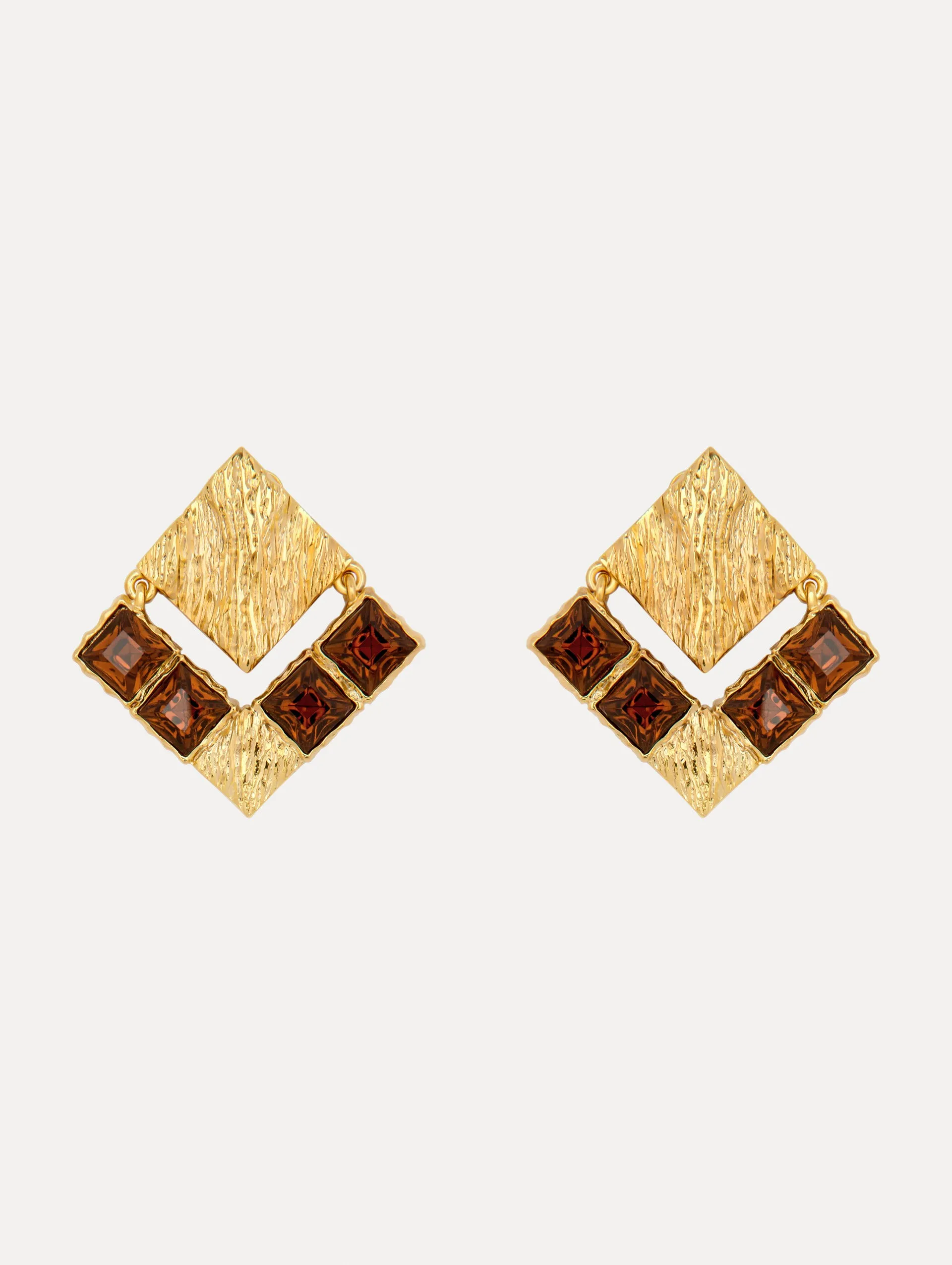 Textured Metal Tartan Clip-On Earrings