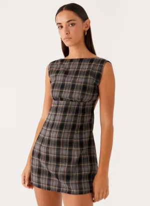 Vella Mini Dress - Brown Check