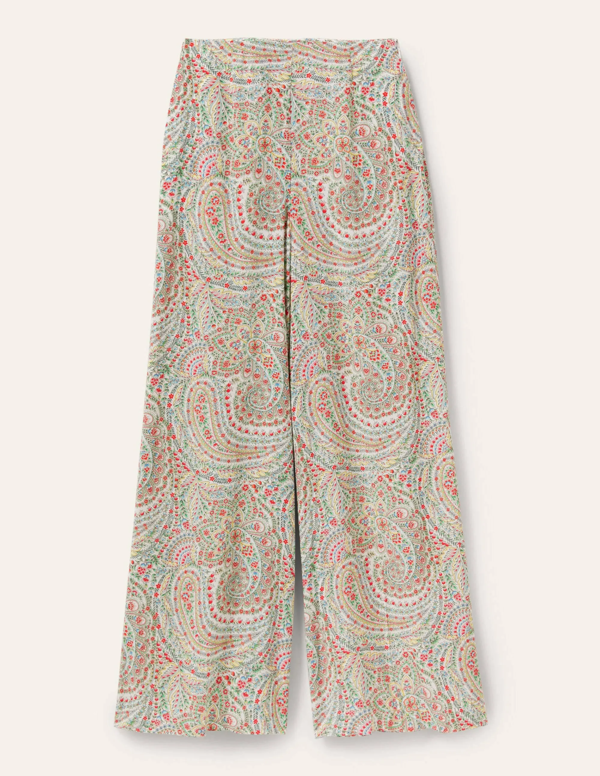 Zoe Wide Leg Palazzo Trousers-Ivory. Flora Paisley